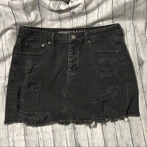 American Eagle Outfitters Black Ripped Mini Skirt